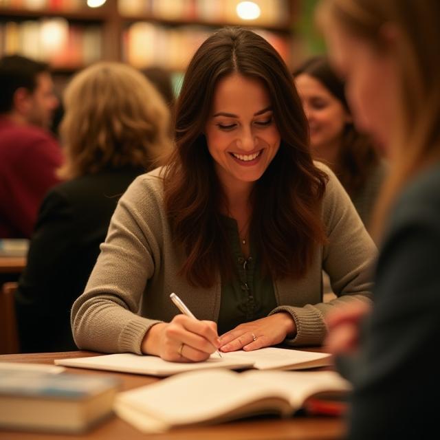 Author Sarah Lee signing books