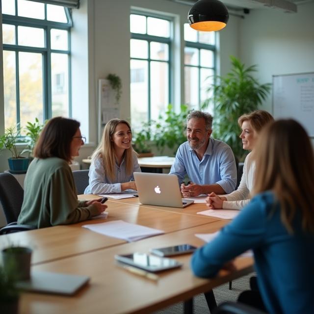Team collaborating in Brighton office
